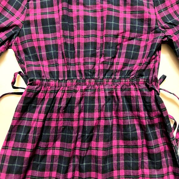 One Step Up Black + Fuchsia Plaid Long Top (Small) - Picture 6 of 7